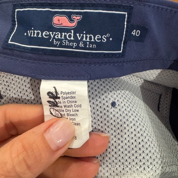 Vineyard Vines Performance Short Men 40 Blue Chino Breaker Golf Stretchy Hybrid - Picture 3 of 8